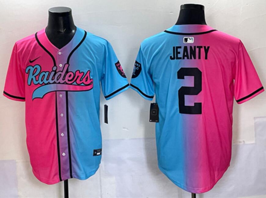 Men's Las Vegas Raiders Active Player Custom Pink/Blue Limited Stitched Baseball Jersey
